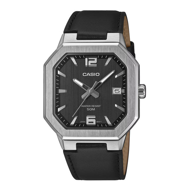 Casio General MTP-B195L-1AVDF Black Dial Black Leather Band