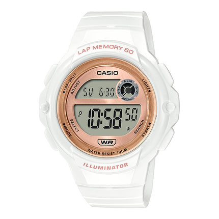 Casio General LWS-1200H-7A2VDF Rose Gold Digital Dial White Resin Band