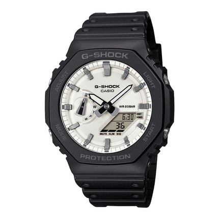 Casio G-Shock GA-2100WD-1ADR CasiOak Black And Briliant White Series White Dial Resin Band