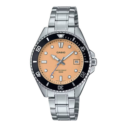 Casio General MDV-10D-4A2VDF Baby Duro Men Salmon Dial Stainless Steel Band