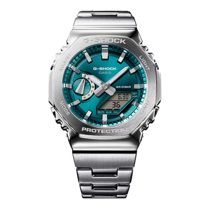 Casio G-Shock GM-2110D-3A1DR G-Steel CasiOak Blue-Green Dial Stainless Steel Band