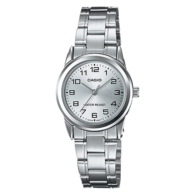 Casio General LTP-V001D-7BUDF Ladies Silver Dial Stainless Steel Band