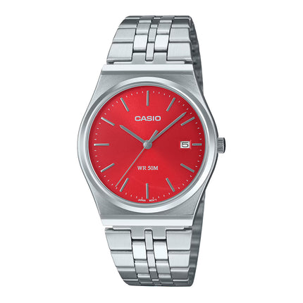 Casio General MTP-B145D-4A2VDF Red Dial Stainless Steel Band