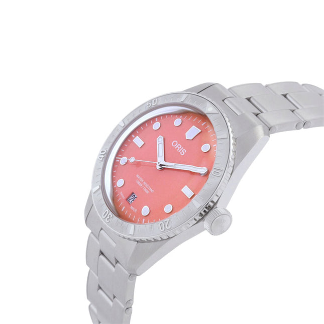 Oris Divers Sixty Five 01-733-7771-4058-07-8-19-18 Cotton Candy Red Dial Stainless Steel Strap