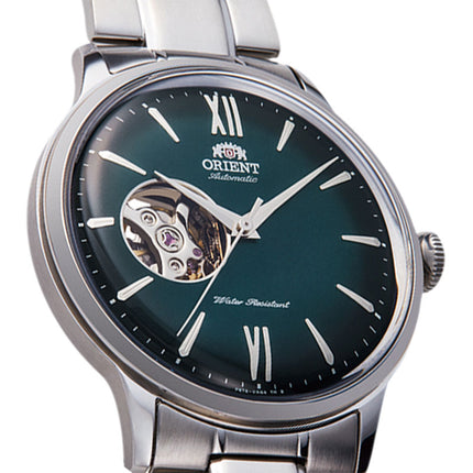 Orient Classic RA-AG0026E Helios Automatic Men Open Heart Green Dial Stainless Steel Strap