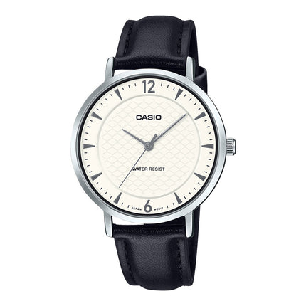 Casio General LTP-VT04L-7A2DF Ladies White Dial Black Leather Band