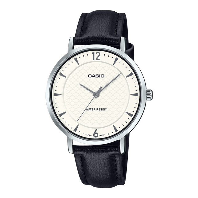 Casio General LTP-VT04L-7A2DF Ladies White Dial Black Leather Band