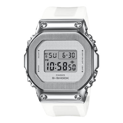 Casio G-Shock GM-S5600SK-7DR Square Metal Covered Ladies Digital Dial White Clear Resin Band