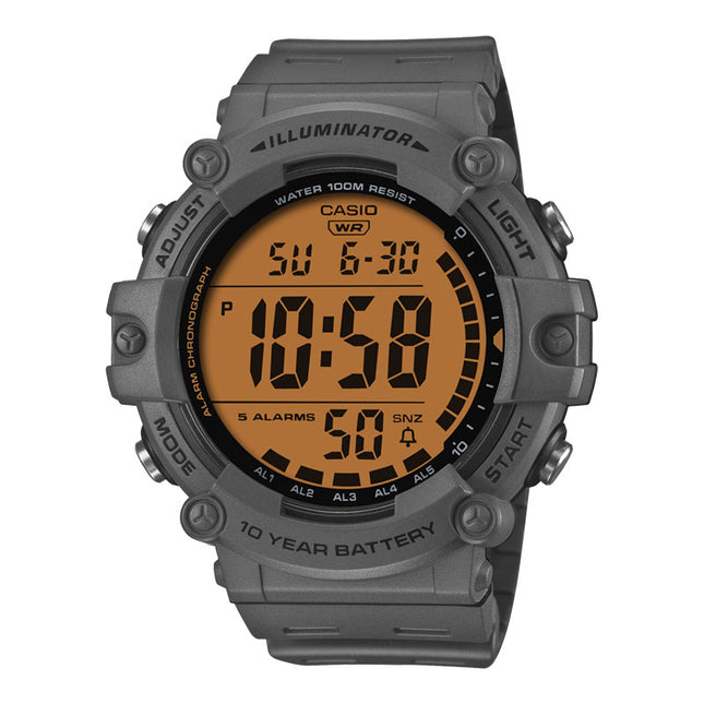 Casio General AE-1500WHC-8AVDF Digital Orange Dial Grey Resin Band
