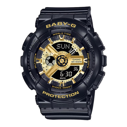Casio Baby-G BA-110X-1ADR Digital Analog Gold Dial Black Resin Band