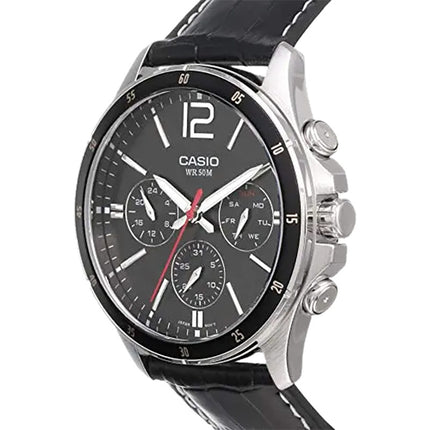Casio General MTP-1374L-1AVDF Men Black Dial Black Leather Band