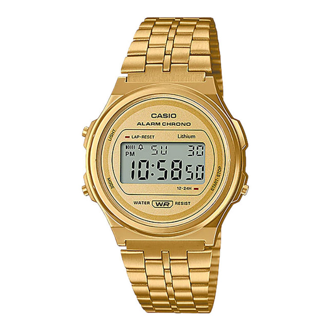 Casio General A171WEG-9ADF Digital Dial Gold Stainless Steel Band
