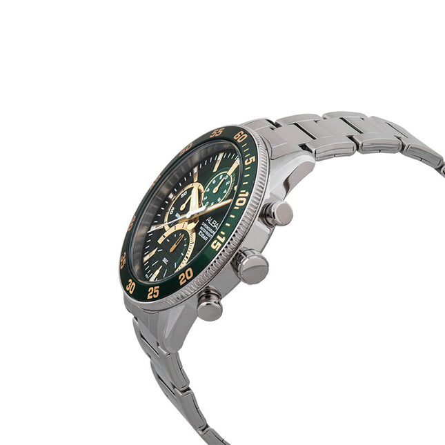 Alba Active AM3889X1 Chronograph Men Green Dial Stainless Steel Strap