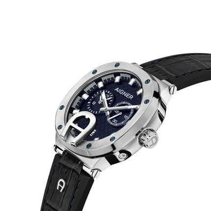 Aigner Taviano ARWGA0000708 Men Blue Dial Black Leather Strap
