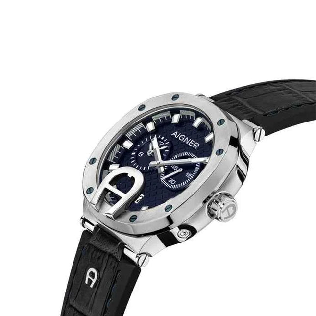 Aigner Taviano ARWGA0000708 Men Blue Dial Black Leather Strap