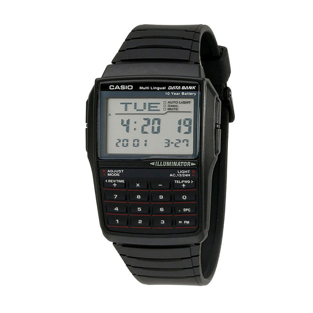 Casio General DBC-32-1ADF Multi-Lingual Data Bank Digital Black Resin Band