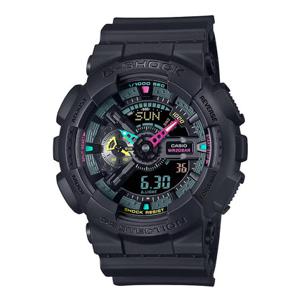 Casio G-Shock GA-110MF-1ADR Multi-Fluorescent Accents Series Digital Analog Dial Black Resin Band