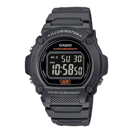 Casio General W-219H-8BVDF Black Digital Dial Grey Resin Band