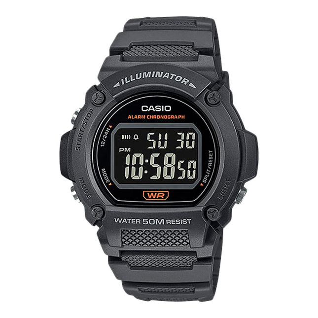 Casio General W-219H-8BVDF Black Digital Dial Grey Resin Band