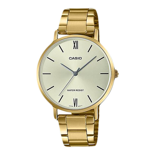Casio General LTP-VT01G-9BUDF Ladies Light Gold Dial Gold Tone Stainless Steel Band