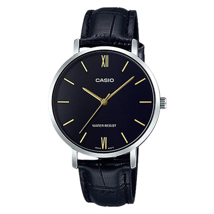Casio LTP-VT01L-1BUDF Ladies Black Dial Black Leather Band