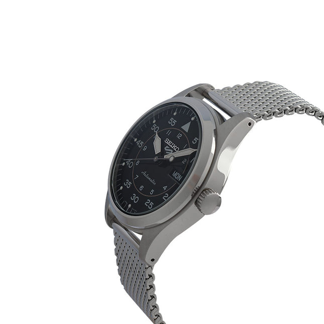 Seiko 5 Sports Flieger SRPH23K1 Flieger Field Suits Style Automatic Black Dial Mesh Strap