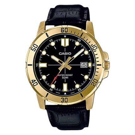 Casio General MTP-VD01GL-1EVUDF Men Black Dial Black Leather Band