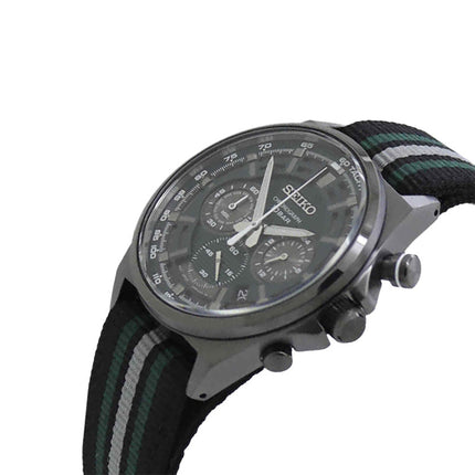 Seiko Chronograph SSB411P1 Discover More Green Dial Multi Color Nylon Strap
