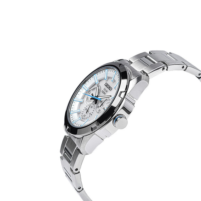 Seiko Solar SNE257P1 White Dial Stainless Steel Strap