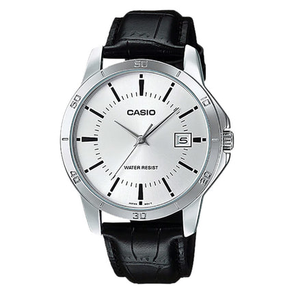 Casio General MTP-V004L-7AUDF Men Silver Dial Black Leather Band