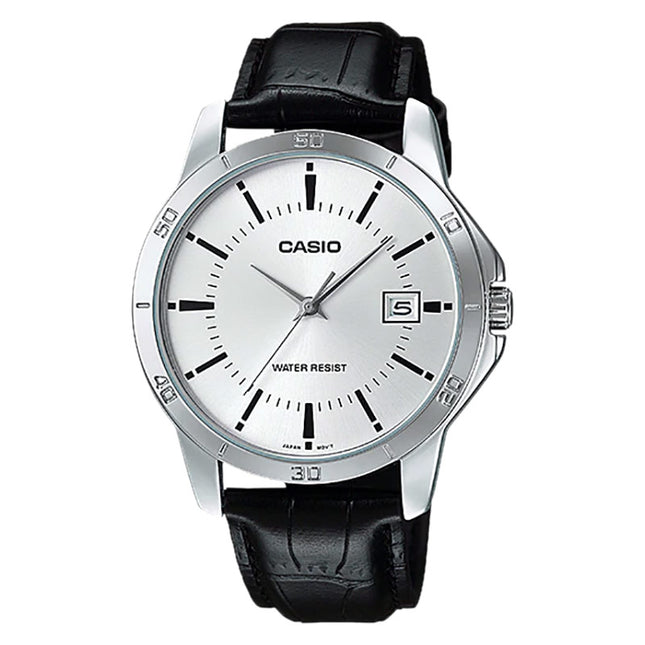 Casio General MTP-V004L-7AUDF Men Silver Dial Black Leather Band