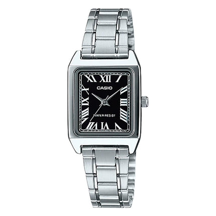 Casio General LTP-V007D-1BUDF Tank Black Dial Stainless Steel Band