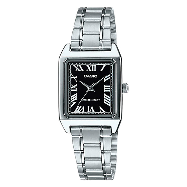 Casio General LTP-V007D-1BUDF Tank Black Dial Stainless Steel Band