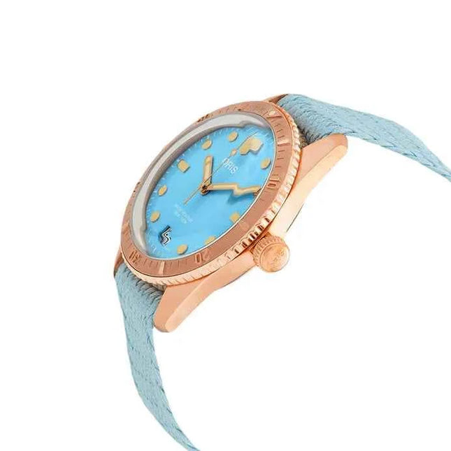 Oris Divers Sixty-Five 01-733-7771-3155-07-3-19-02BRS Cotton Candy Blue Dial Blue Nylon Strap