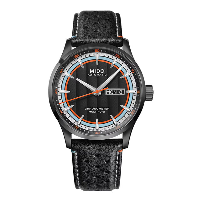 Mido Multifort M038.431.36.051.00 Chronometer Black Dial Dual Tone Leather Strap + Extra Strap