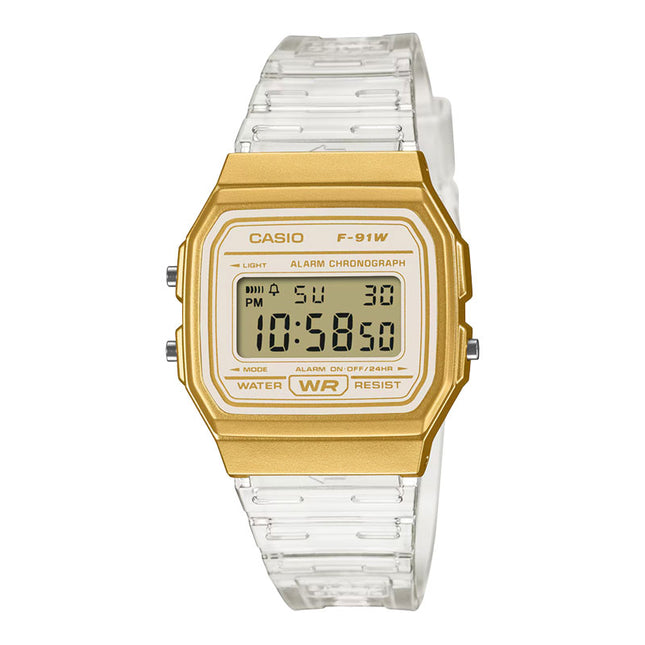 Casio General F-91WS-7A2DF Gold Digital Dial Transparency Resin Band