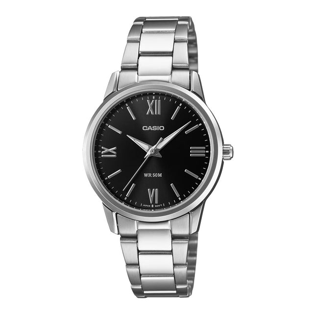 Casio General LTP-1303DD-1AVDF Enticer Ladies Black Dial Stainless Steel Band