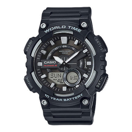 Casio General AEQ-110W-1AVDF Water Resistant 100M Digital Analog Dial Black Resin Band