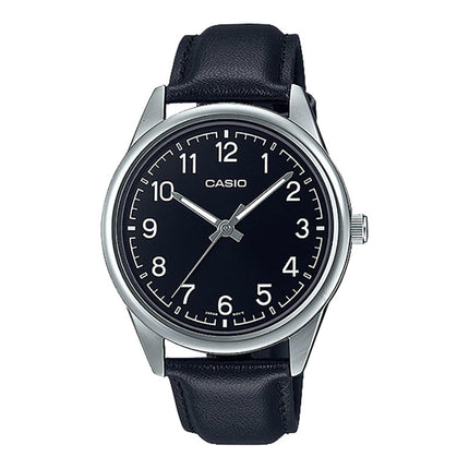 Casio General MTP-V005L-1B4UDF Men Black Dial Black Leather Band