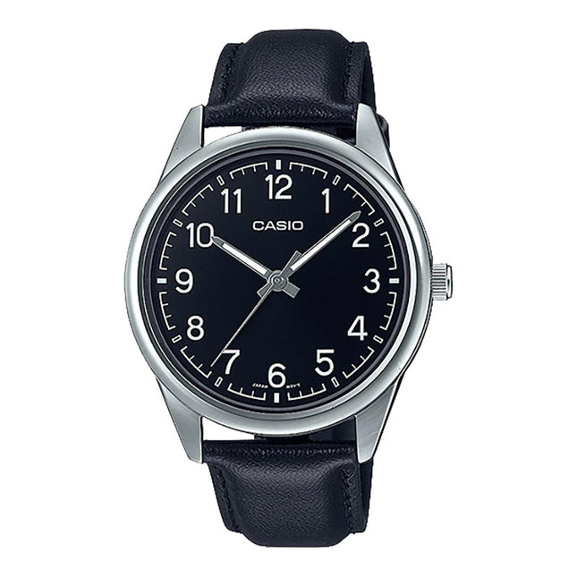 Casio General MTP-V005L-1B4UDF Men Black Dial Black Leather Band