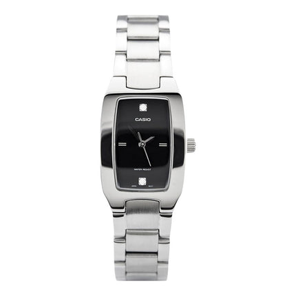 Casio General LTP-1165A-1C2DF Enticer Ladies Black Dial Stainless Steel Band