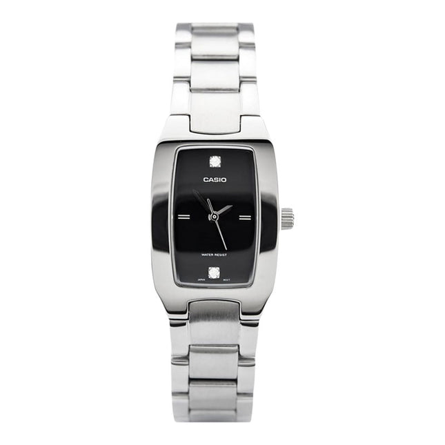 Casio General LTP-1165A-1C2DF Enticer Ladies Black Dial Stainless Steel Band