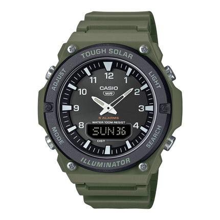 Casio Standard AQ-S820W-3BVDF Men Tough Solar Black Dial Green Resin Band