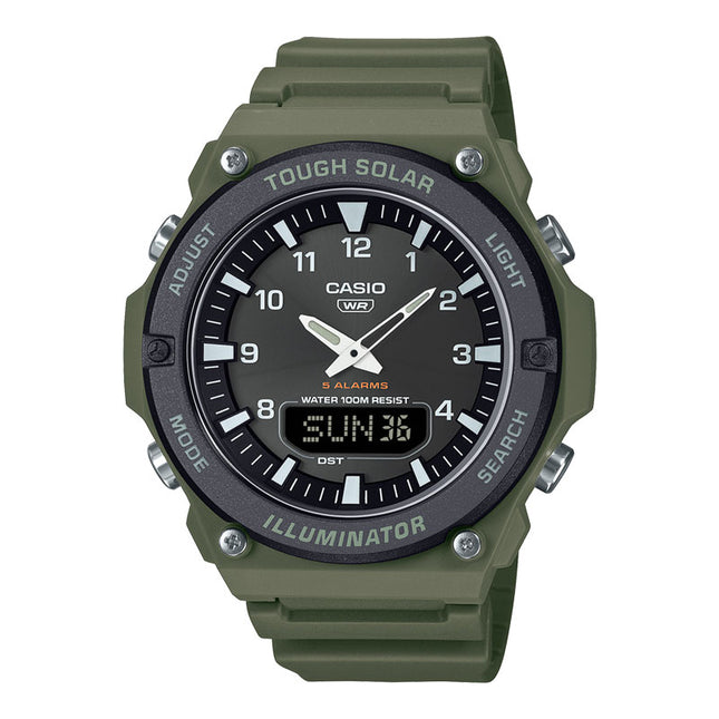 Casio Standard AQ-S820W-3BVDF Men Tough Solar Black Dial Green Resin Band