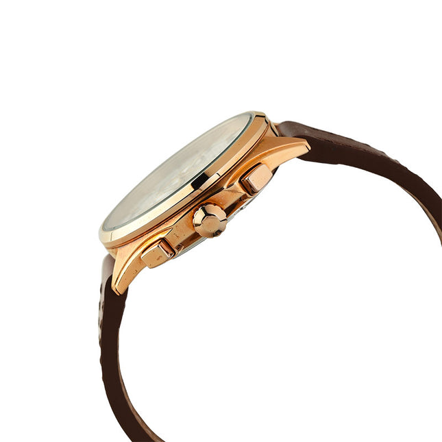 Alba Active AT3G86X1 Chronograph Men Silver Dial Brown Leather Strap