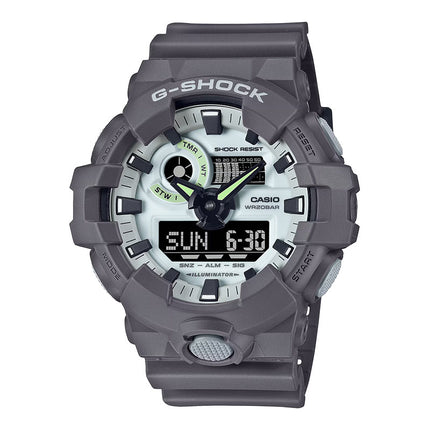 Casio G-Shock GA-700HD-8ADR Hidden Glow Series Digital Analog Luminous Dial Grey Resin Band