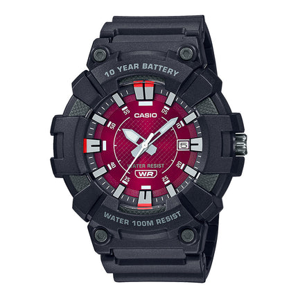 Casio General MW-610H-4AVDF Men Analog Red Dial Black Resin Band