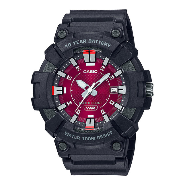 Casio General MW-610H-4AVDF Men Analog Red Dial Black Resin Band