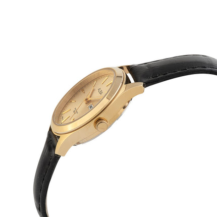 Alba AN8092X1 Ladies Gold Dial Black Leather Strap