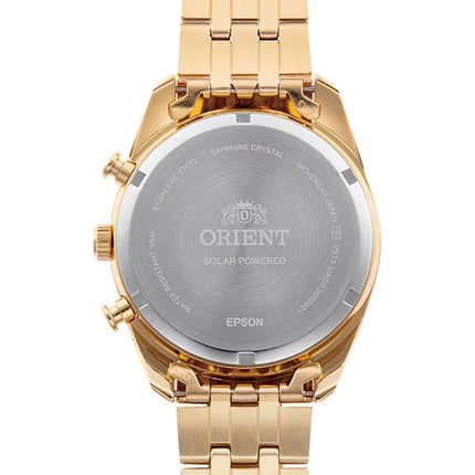 Orient Contemporary RA-TX0301G Solar Chronograph Dual Tone Dial Gold Stainless Steel Strap